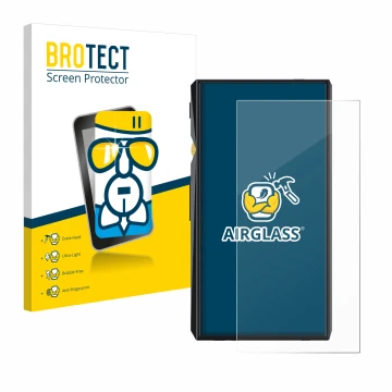 Face avant d’un emballage produit avec le logo de la marque BROTECT. À côté, l’appareil FiiO M11 Pro est représenté avec la pr