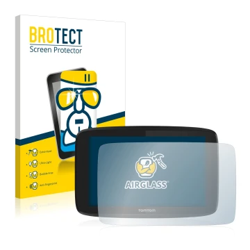 Face avant d’un emballage produit avec le logo de la marque BROTECT. À côté, l’appareil TomTom Go Professional 6200 est représ