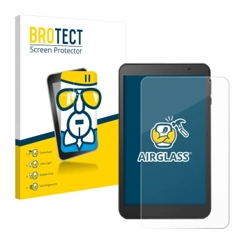 Face avant d’un emballage produit avec le logo de la marque BROTECT. À côté, l’appareil Vankyo MatrixPad S8 est représenté ave