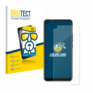 Face avant d’un emballage produit avec le logo de la marque BROTECT. À côté, l’appareil Tecno Spark 5 Pro est représenté avec 