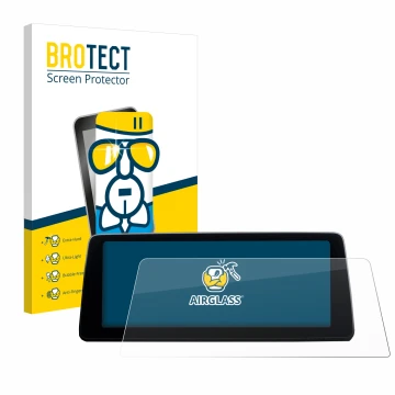 Face avant d’un emballage produit avec le logo de la marque BROTECT. À côté, l’appareil BMW 7 G11 2016-2018 Infotainment Syste