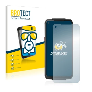 Face avant d’un emballage produit avec le logo de la marque BROTECT. À côté, l’appareil Oukitel WP7 est représenté avec la pro