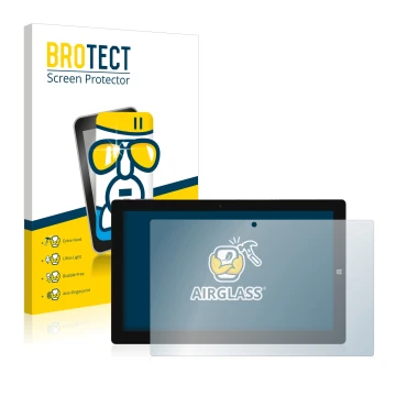 Face avant d’un emballage produit avec le logo de la marque BROTECT. À côté, l’appareil Chuwi UBook 11.6