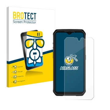 Face avant d’un emballage produit avec le logo de la marque BROTECT. À côté, l’appareil Ulefone Armor 9 est représenté avec la