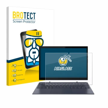 Face avant d’un emballage produit avec le logo de la marque BROTECT. À côté, l’appareil Lenovo Yoga Duet 7 est représenté avec