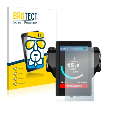 Face avant d’un emballage produit avec le logo de la marque BROTECT. À côté, l’appareil Bafang 850c est représenté avec la pro