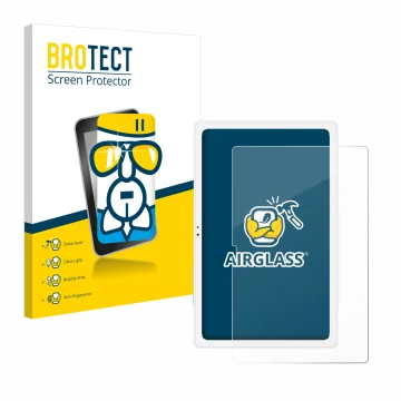Face avant d’un emballage produit avec le logo de la marque BROTECT. À côté, l’appareil Samsung Galaxy Tab A7 10.4 WiFi 2020 e