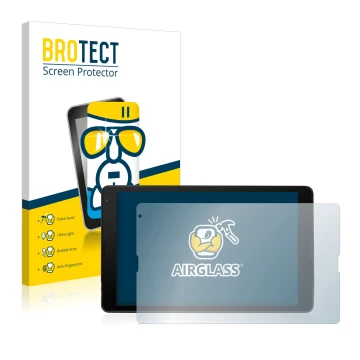 Face avant d’un emballage produit avec le logo de la marque BROTECT. À côté, l’appareil MEDION Lifetab E10420 est représenté a