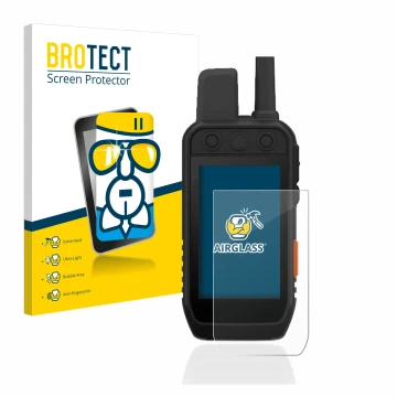 Face avant d’un emballage produit avec le logo de la marque BROTECT. À côté, l’appareil Garmin Alpha 200 K est représenté avec