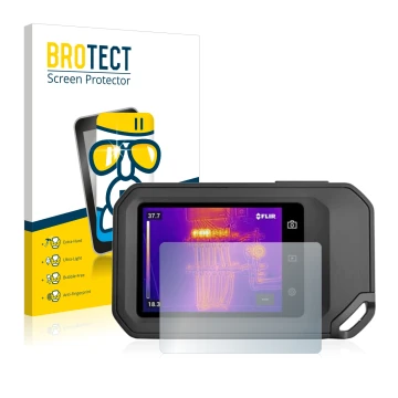 Face avant d’un emballage produit avec le logo de la marque BROTECT. À côté, l’appareil Flir C5 est représenté avec la protect
