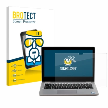 Face avant d’un emballage produit avec le logo de la marque BROTECT. À côté, l’appareil Dell Latitude 3310 2-in-1 est représen