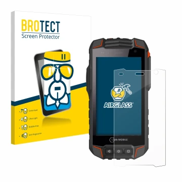 Face avant d’un emballage produit avec le logo de la marque BROTECT. À côté, l’appareil i.safe MOBILE IS530.1 est représenté a