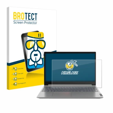 Face avant d’un emballage produit avec le logo de la marque BROTECT. À côté, l’appareil Lenovo ThinkBook 14 Gen 1 est représen