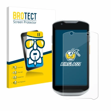 Face avant d’un emballage produit avec le logo de la marque BROTECT. À côté, l’appareil Zebra TC57x est représenté avec la pro