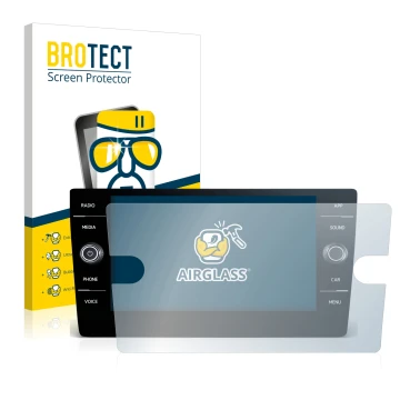 Face avant d’un emballage produit avec le logo de la marque BROTECT. À côté, l’appareil Volkswagen T-Roc United TSI 2020 Disco