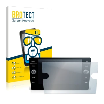 Face avant d’un emballage produit avec le logo de la marque BROTECT. À côté, l’appareil Volkswagen T-Roc Cabriolet Style TSI 2