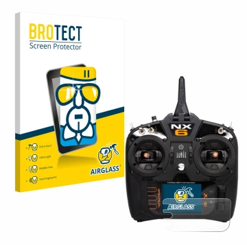 Face avant d’un emballage produit avec le logo de la marque BROTECT. À côté, l’appareil Spektrum NX10 est représenté avec la p