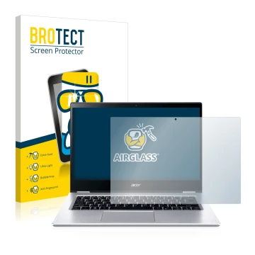 Face avant d’un emballage produit avec le logo de la marque BROTECT. À côté, l’appareil Acer Spin 3 SP314-54N est représenté a