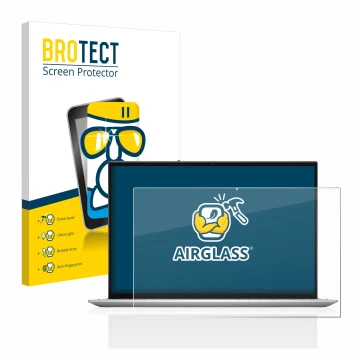 Face avant d’un emballage produit avec le logo de la marque BROTECT. À côté, l’appareil Dell Inspiron 17 7706 2-in-1 est repré