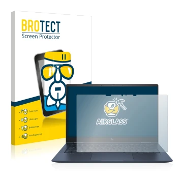 Face avant d’un emballage produit avec le logo de la marque BROTECT. À côté, l’appareil HP Elite Dragonfly G2 est représenté a