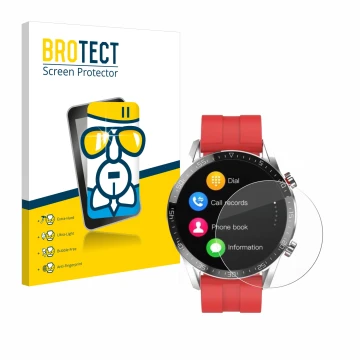 Face avant d’un emballage produit avec le logo de la marque BROTECT. À côté, l’appareil Gentleman Smartwatch est représenté av