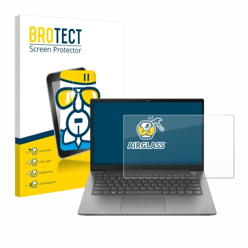 Face avant d’un emballage produit avec le logo de la marque BROTECT. À côté, l’appareil Lenovo ThinkPad T14 Gen 2 est représen