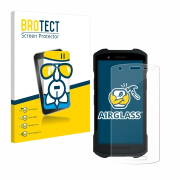 Face avant d’un emballage produit avec le logo de la marque BROTECT. À côté, l’appareil Zebra TC26 est représenté avec la prot