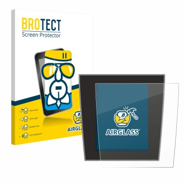 Face avant d’un emballage produit avec le logo de la marque BROTECT. À côté, l’appareil Porsche Taycan 2021 Infotainment Syste