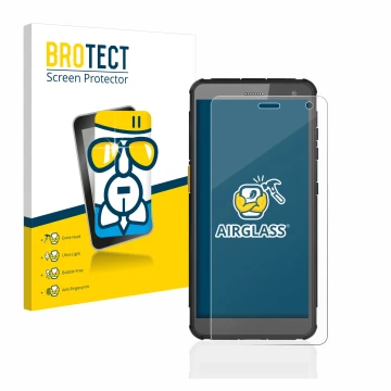 Face avant d’un emballage produit avec le logo de la marque BROTECT. À côté, l’appareil i.safe MOBILE IS655.2 est représenté a
