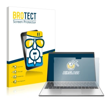 Face avant d’un emballage produit avec le logo de la marque BROTECT. À côté, l’appareil HP Elite x2 G8 est représenté avec la 