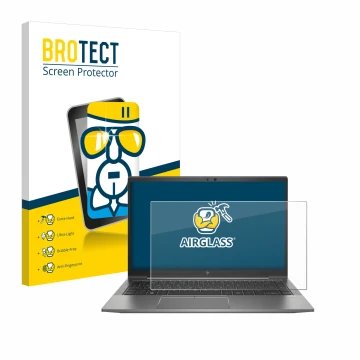 Face avant d’un emballage produit avec le logo de la marque BROTECT. À côté, l’appareil HP ZBook Firefly 14 G8 est représenté 