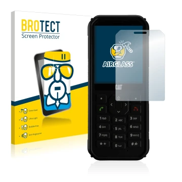 Face avant d’un emballage produit avec le logo de la marque BROTECT. À côté, l’appareil Caterpillar Cat B40 est représenté ave