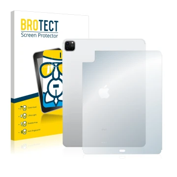 Face avant d’un emballage produit avec le logo de la marque BROTECT. À côté, l’appareil Apple iPad 12.9