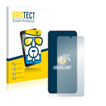 Face avant d’un emballage produit avec le logo de la marque BROTECT. À côté, l’appareil Vivo V21 5G est représenté avec la pro