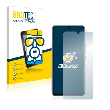 Face avant d’un emballage produit avec le logo de la marque BROTECT. À côté, l’appareil Vivo Y70 est représenté avec la protec