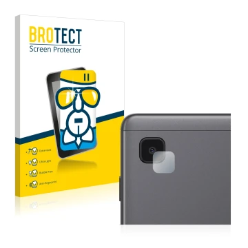 Face avant d’un emballage produit avec le logo de la marque BROTECT. À côté, l’appareil Samsung Galaxy Tab A7 Lite Wi-Fi 2021 