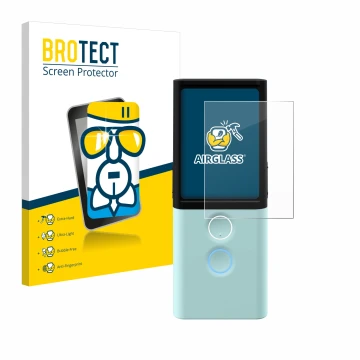 Face avant d’un emballage produit avec le logo de la marque BROTECT. À côté, l’appareil Vasco Translator M3 est représenté ave