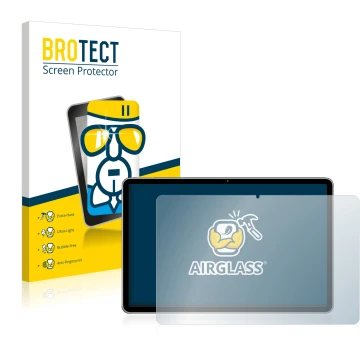 Face avant d’un emballage produit avec le logo de la marque BROTECT. À côté, l’appareil Huawei MatePad 11 (2021) est représent