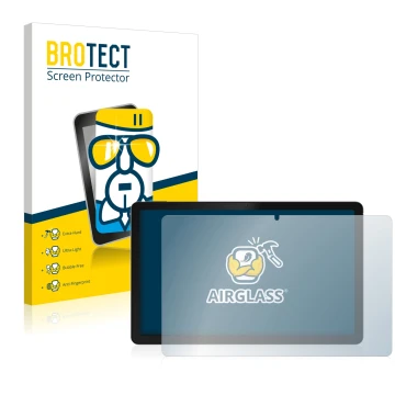 Face avant d’un emballage produit avec le logo de la marque BROTECT. À côté, l’appareil realme Pad est représenté avec la prot