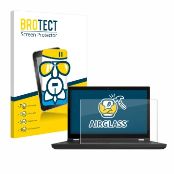 Face avant d’un emballage produit avec le logo de la marque BROTECT. À côté, l’appareil Lenovo ThinkPad P15 Gen 2 est représen