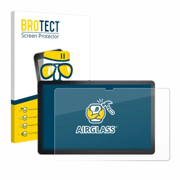 Face avant d’un emballage produit avec le logo de la marque BROTECT. À côté, l’appareil Lenovo Tab P11 Plus est représenté ave