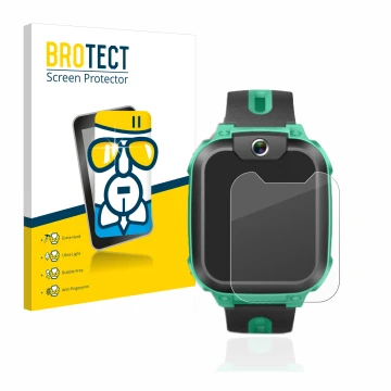 Face avant d’un emballage produit avec le logo de la marque BROTECT. À côté, l’appareil Imoo Watch Phone Z1 est représenté ave