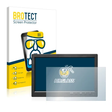 Face avant d’un emballage produit avec le logo de la marque BROTECT. À côté, l’appareil Podofo HD Monitor 10.1