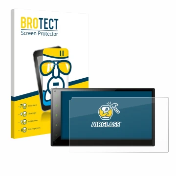 Face avant d’un emballage produit avec le logo de la marque BROTECT. À côté, l’appareil Pioneer SPH-DA160DAB est représenté av