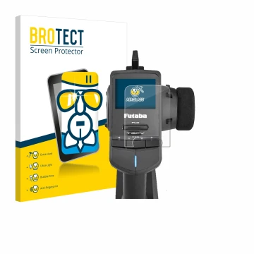 Face avant d’un emballage produit avec le logo de la marque BROTECT. À côté, l’appareil Futaba T3PV est représenté avec la pro