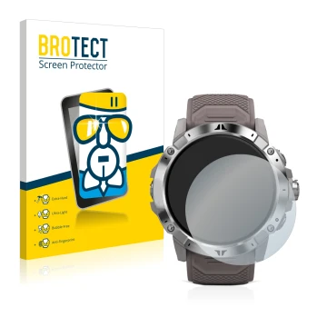 Face avant d’un emballage produit avec le logo de la marque BROTECT. À côté, l’appareil Coros Vertix 2 est représenté avec la 