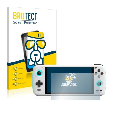 Face avant d’un emballage produit avec le logo de la marque BROTECT. À côté, l’appareil AYN Odin est représenté avec la protec