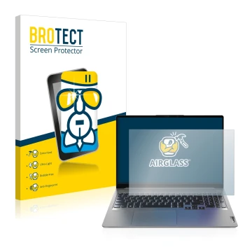 Face avant d’un emballage produit avec le logo de la marque BROTECT. À côté, l’appareil Lenovo IdeaPad 5 Pro 16