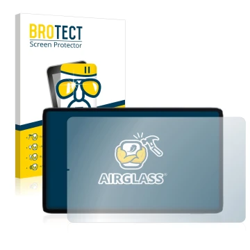 Face avant d’un emballage produit avec le logo de la marque BROTECT. À côté, l’appareil Xiaomi Mi Pad 5 (en paysage) est repré