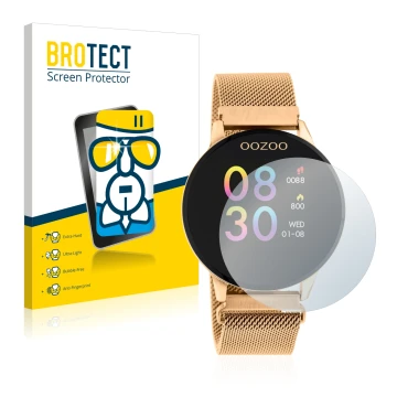 Face avant d’un emballage produit avec le logo de la marque BROTECT. À côté, l’appareil Oozoo Q00117 est représenté avec la pr